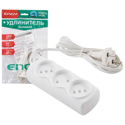 Удлинитель ENGY "Эконом" 1,7м/3роз. (ШВВП 2х0,75)