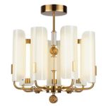 5467/35L MODERN ODL_EX26 белый/коричневый/античная бронза/металл/стекло/декор металл Люстра LED x 35W (5W*7) 3000K LION