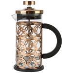 Чайник/кофейник (кофе-пресс), BRONZO, объем: 350 мл, из боросил стекла,корпус из нерж стали (медный)