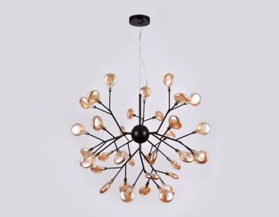 Подвесная люстра TR3021/36 DCF/TI темный кофе/янтарь G4/36 max 20W D750*650 (лампы LED G4 1.5W 4200K в комплекте)