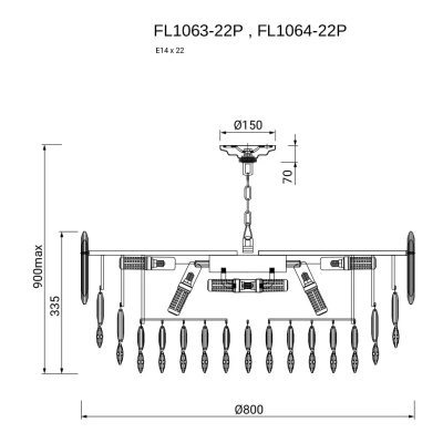 Люстра подвесная Сonstancia Gold FL1063-22P, E14х22