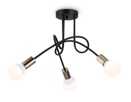 Потолочный светильник в стиле лофт TR80415/3 BK/GD черный/золото E27/3 max 60W D670*370