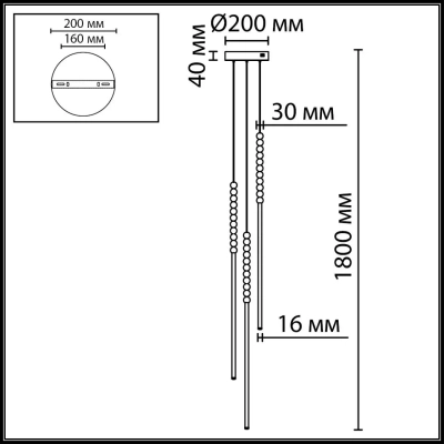7149/33L HIGHTECH ODL26 221 светильник черный/акрилл/металл IP20 LED 32W 2200Лм 3500K 300° 220V MONELLA