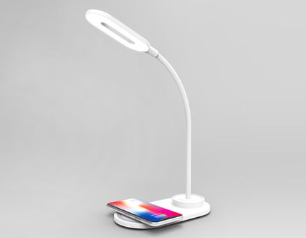 Светодиодная настольная лампа с беспроводной зарядкой DE588 WH белый LED 3000-6400K 3W