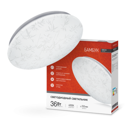 Светильник светодиодный DECO БАМБУК 36Вт 4000К 3240лм 230В 380х55мм IN HOME 4690612025049