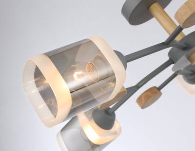 Светильник подвесной TR303323/5 WH/GD/CL/FR белый/золото/прозрачный/белый матовый E27*5 max 60W D620*200