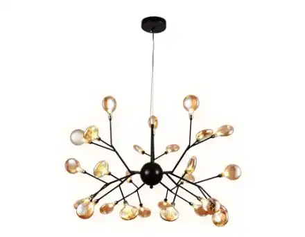 Подвесная люстра TR3013/27 DCF/TI темный кофе/янтарь G4/27 max 20W D750*650 (лампы LED G4 1.5W 4200K в комплекте)