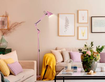 Светильник напольный с выключателем на проводе TR97645 PI розовый E27 max 40W  D120*1750