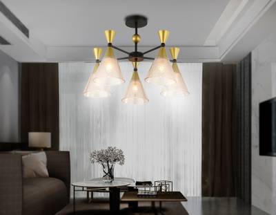 Подвесной светильник TR3171/5 BK/GD черный/золото E27/5 max 60W D580*380