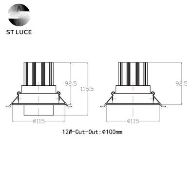 ST701.538.12 Св-к встр. Zoom Белый LED 1*12W 3000K 960Lm Ra90 15°-60° IP20 D115xH95 170-240V