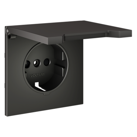 VLS000806 Накладка для розетки с заземлением, защитными шторками и крышкой, S70 (титан). (ТМ Maytoni)