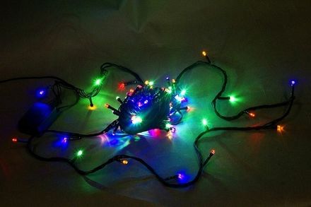 A-001A LED MIX гирлянда светодиодная 10м 100LED с контроллером, зеленый провод