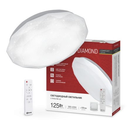 Светильник светодиодный COMFORT DIAMOND 125Вт 3000-6500К 10000лм 230В 500х105мм с пультом ДУ IN HOME 4690612059488