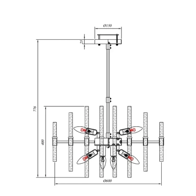 Люстра на штанге ARTE LAMP MATILDA A1064PL-10CC, 10хE14