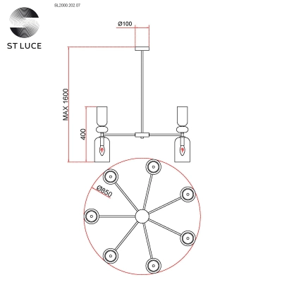 SL2000.202.07 Люстра потолочная ST-Luce Золотистый/Дымчатый E14 7*40W