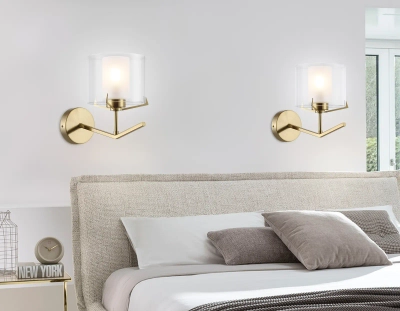 Светильник настенный LH57010 BS/FR латунь/белый матовый E14 max 40W 280*150*220