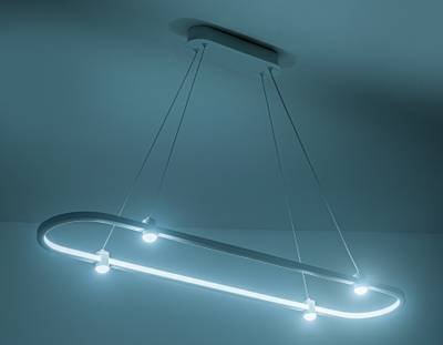 Светильник подвесной светодиодный FL5588/1+4 WH белый 30W 3000K/4200K/6400K 1000*200*1300 (без ПДУ)