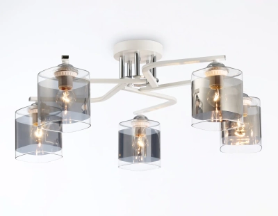 Светильник потолочный TR303219/5 WH/CH/SM белый/хром/дымчатый E27*5 max 60W D580*250
