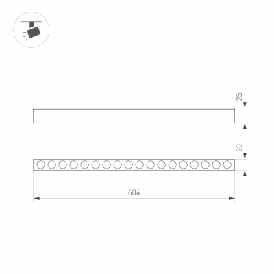 Светильник MAG-DOTS-25-L600-18W Warm3000 (WH, 30 deg, 24V) (Arlight, IP20 Металл, 5 лет)