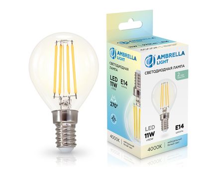Лампа светодиодная Filament 451134 LED P45 11W E14 4000K 220-240V