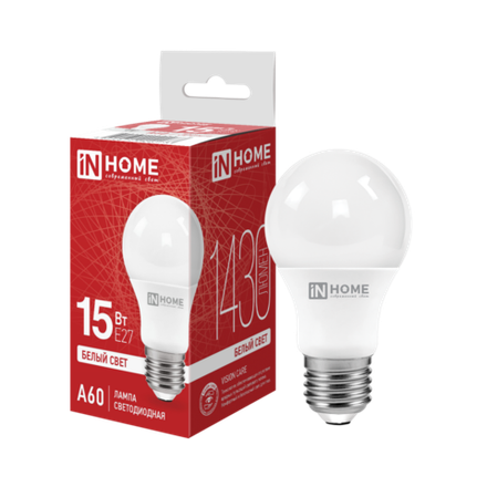 Лампа светодиодная LED-A60-VC 15Вт грушевидная 4000К нейтр. бел. E27 1430лм 230В IN HOME 4690612020273