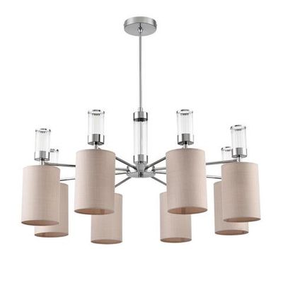 6585/8 MODERNI LN25 56 хром/бежевый, металл/текстиль, стекло Люстра подвесная E14 8*40W 220V ARNIKA