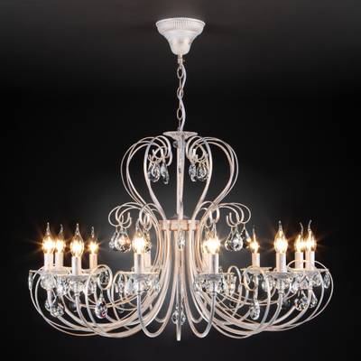 Люстра подвесная с хрусталем 3305/12 белый с золотом / прозрачный хрусталь