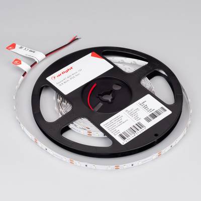 Лента RT-A60-8mm 12V Yellow (4.8 W/m, IP20, 2835, 5m) (Arlight, Открытый)