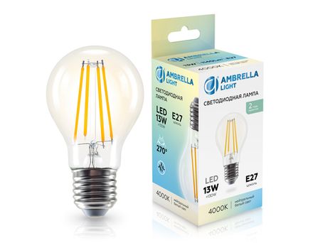 Лампа светодиодная Filament 601314 LED A60 13W E27 4000K 220-240V