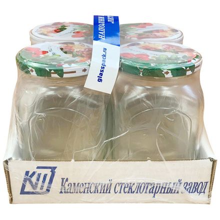 Набор банок 0,72 ТО Кубышка 4 шт.+ крышка мет. 4 шт.+ручка в термоусадке