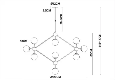 Люстра на штанге Arte Lamp BOLLA A1664SP-15CC, 15хE14
