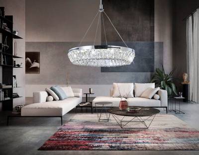 Подвесная светодиодная люстра с хрусталем TR5022 CH/CL хром/прозрачный 3000K/4200K/6400K 47W D500*540 (Без ПДУ)