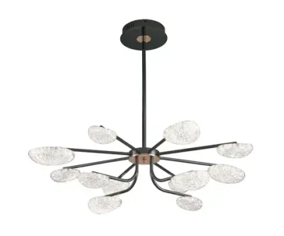 Люстра диммируемая Юнни черный жемчуг d90 h80/60/50 Led 6*5W+6*7W (4000K) с пультом ДУ