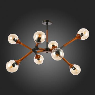 SLE109402-08 Люстра потолочная Черный, Темное дерево/Прозрачный, Янтарный E27 8*60W