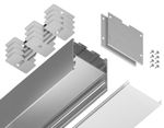 Алюминиевый профиль накладной/подвесной "Profile System" GP3100AL серебро/матовый рассеиватель 2000*50*50, 2 заглушки, 4 крепления в комплекте (для ленты до 41,4мм)