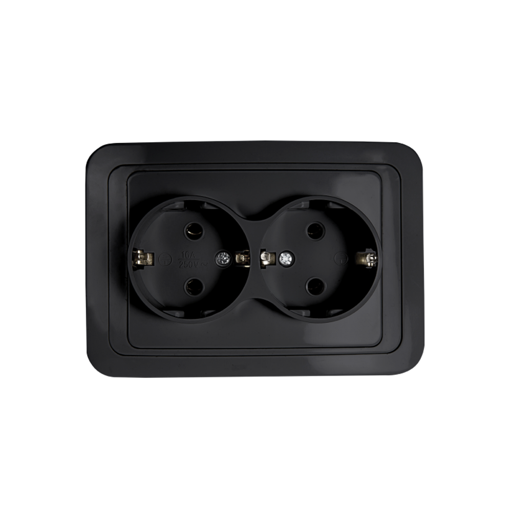 Розетка 2-м CLASSICO с заземл. 2128B черн. IN HOME 4690612061122