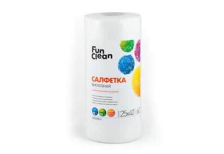 Салфетка сухая из вискозы Fun Clean универсальная /25*40см/ 60шт. в рулоне