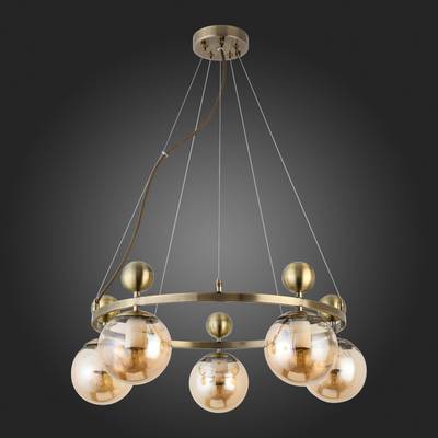 SLE106303-05 Люстра подвесная Бронзовый/Прозрачный, Янтарный E27 5*60W