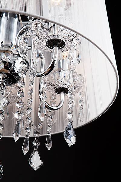 Люстра подвесная с абажуром и хрусталем 2045/5 хром/белый