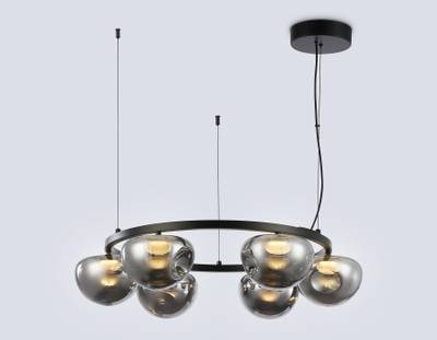 Светильник светодиодный подвесной LH12003/6 BK/GD/SM черный/золото/дымчатый 36W 3000K D760*175