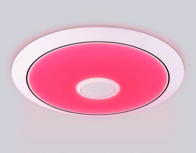Музыкальный светодиодный светильник с подсветкой RGB FZ710 WH белый IP20 40W 3000-6500K+RGB Music 370*56 (ПДУ ИК)