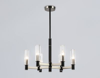 Светильник на штанге LH55501/6 SN/BK/CL сатин никель/черный/прозрачный E14*6 max 40W D570*760
