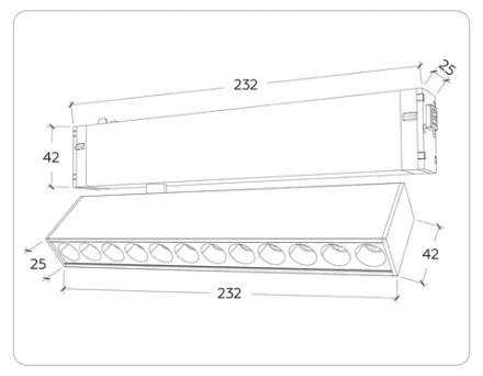 Светильник светодиодный диммируемый для шинопровода Magnetic 220V GL1341 WH белый IP20 12W 3000K-6400K 24° 232*25*112 (Без ПДУ)