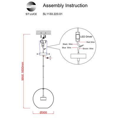 SL1133.223.01 Светильник подвесной ST-Luce Латунь/Прозрачный LED 1*14W 3000K