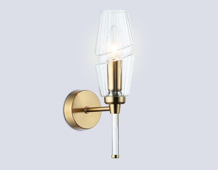 Светильник настенный LH55204 BS/CL латунь/прозрачный E14 max 40W 150*80*280