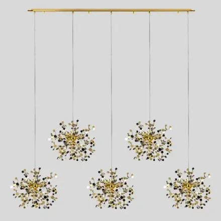 L5PL721132 Подвес пятерной линейный EXTRA 5x3x5W(led) G9  (721132 - 5 + 572162 -1) ЗОЛОТО Lightstar