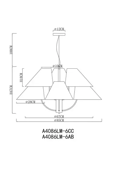 Подвесная люстра Arte Lamp RONDO A4086LM-6CC, 6хE14