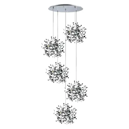 L5PR721134 Подвес пятерной круглый EXTRA 5x3x5W(led) G9  (721134 - 5 + 572154 -1) ХРОМ Lightstar