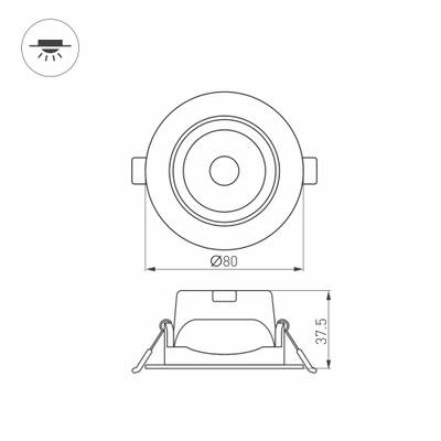 Светильник LTD-POLAR-TURN-R80-5W Warm3000 (WH, 36 deg, 230V) (Arlight, IP20 Пластик, 3 года)