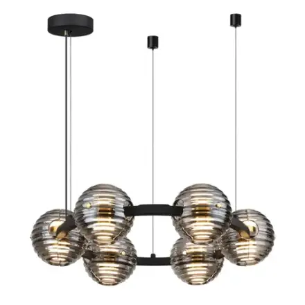 5041/60L L-VISION ODL24 545 черн./золото/дымчатый/металл/стеко Люстра LED 60W 4000К 1526Лм TRONI
